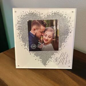 Grasslands Road Mr and Mrs 8x8 Glitter Heart Wedding Photo Frame